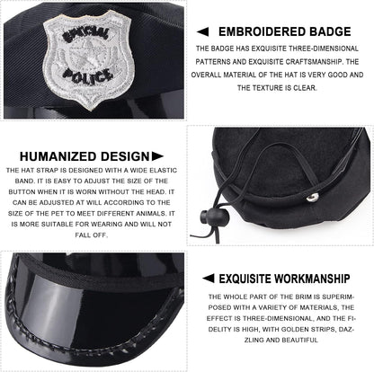 Pet Police Costume Accessory Set Dog Cat Police Hat Badge Sunglasses Pet Police Dress up Kit for Halloween Christmas Cosplay Role Play Fancy Dress (Set-B)
