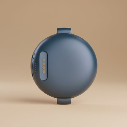 Blue round object with a handle on a transparent background