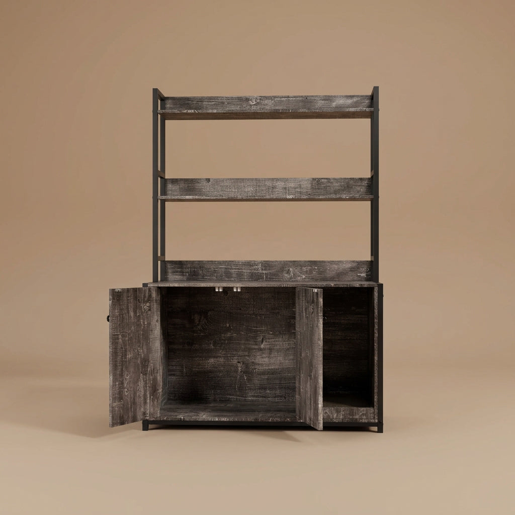 Bookshelf with decorative items in a room setting