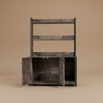 Bookshelf with decorative items in a room setting