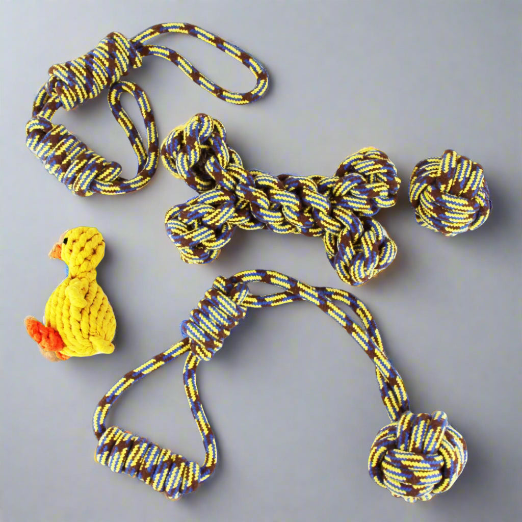 Dog Toys for small to Medium Dogs -  5 Pcs Pet Teething Chew Toys, Durable & Safe Tug of War Toys, Great for Furry Friends