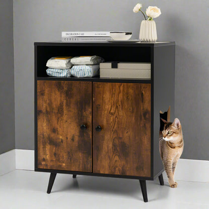 Industrial Cat Litter Box Enclosure with Entry and Open Compartment