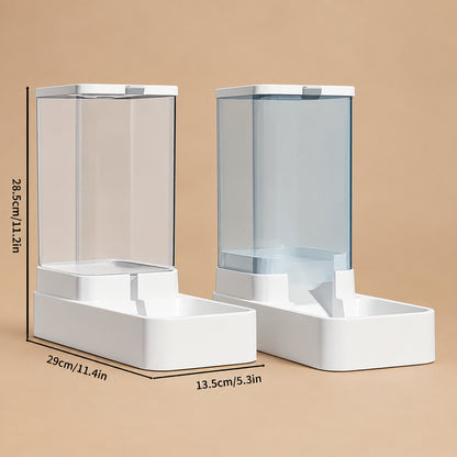 Two cylindrical containers with lids on a beige background, showing measurements.