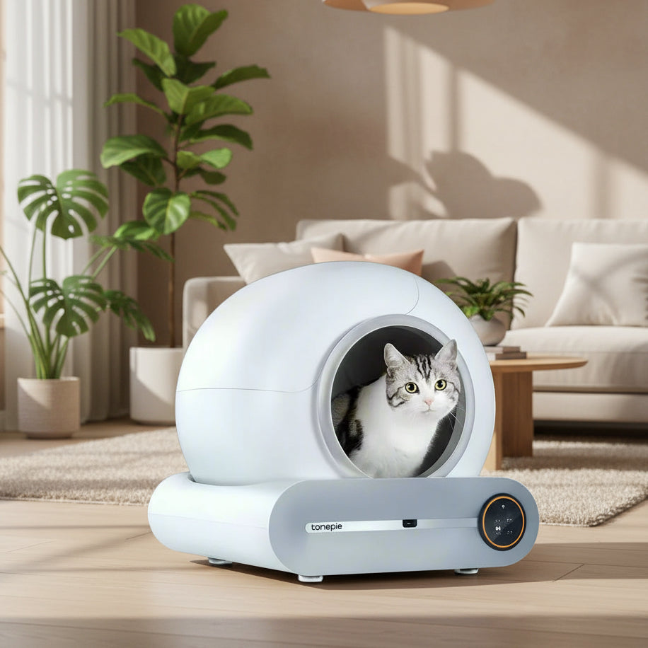 Self Cleaning Cat Litter Box, Ultra-Safe Protection Automatic Cat Litter Box, APP Control/Lower Entry/Large Capacity