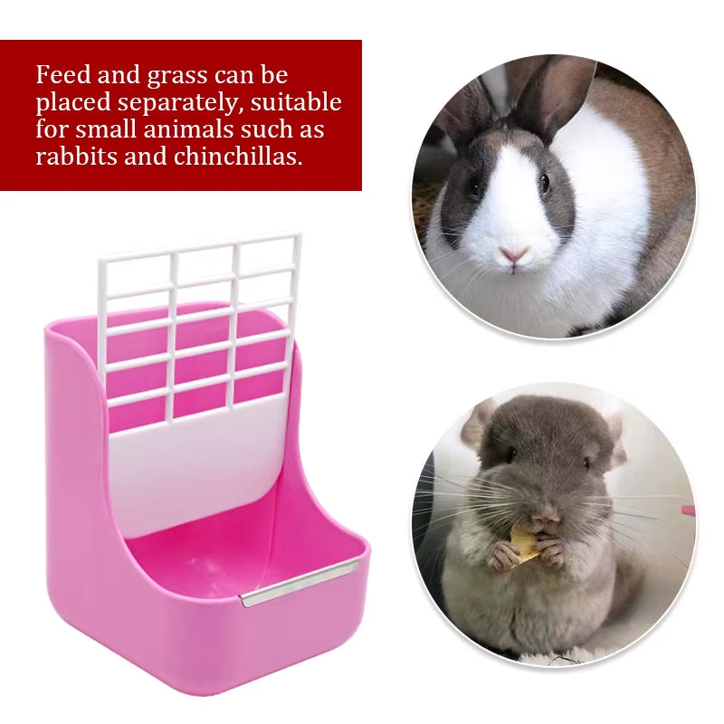 Rabbit Food Feeder Small Animal Supplies Rabbit Chinchillas Guinea Pig 2 in 1 Feeding Bowls Double Use for Grass and Food