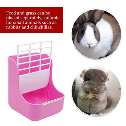 Rabbit Food Feeder Small Animal Supplies Rabbit Chinchillas Guinea Pig 2 in 1 Feeding Bowls Double Use for Grass and Food