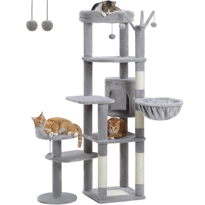 Cactus Tall Cat Tree for Large Cat Multi-Level Cat Tower for Indoor Cats Cat Condo with Large Hammock Scratching Post 2 Perches