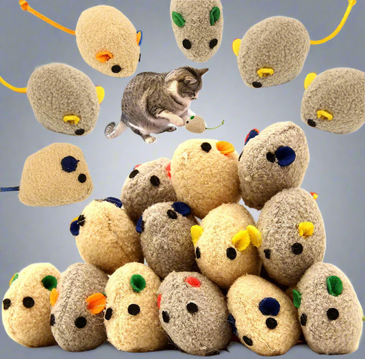 20 Pcs Cat Toys, Catnip Mice, Cat Mouse Toys, Catnip Cat Toys, Interactive Play for Cat, Puppy, Kitty, Kitten (Grey)