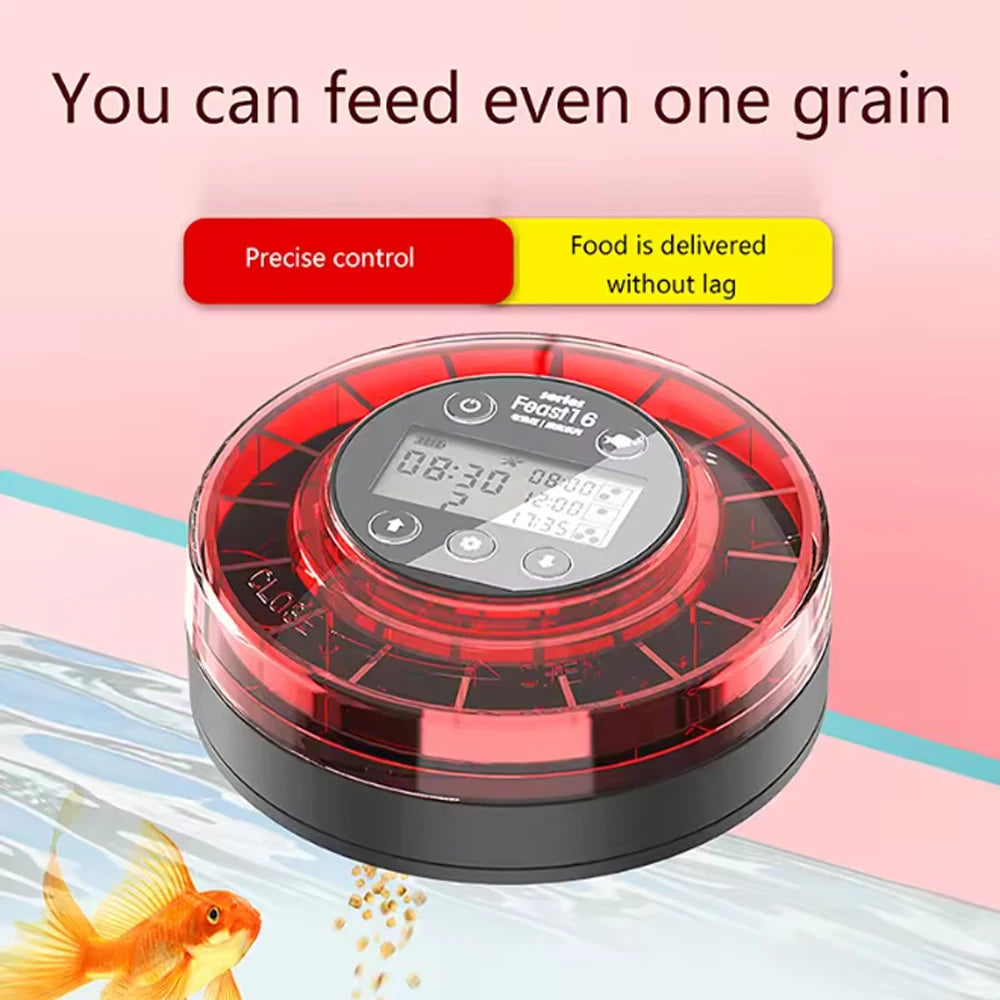 Automatic Fish Feeder Aquarium Automatic Food Dispenser USB Rechargeable Auto Fish Food Dispenser with Timer LCD Display