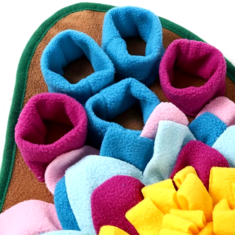 Colorful fleece slippers with a floral pattern on a white background