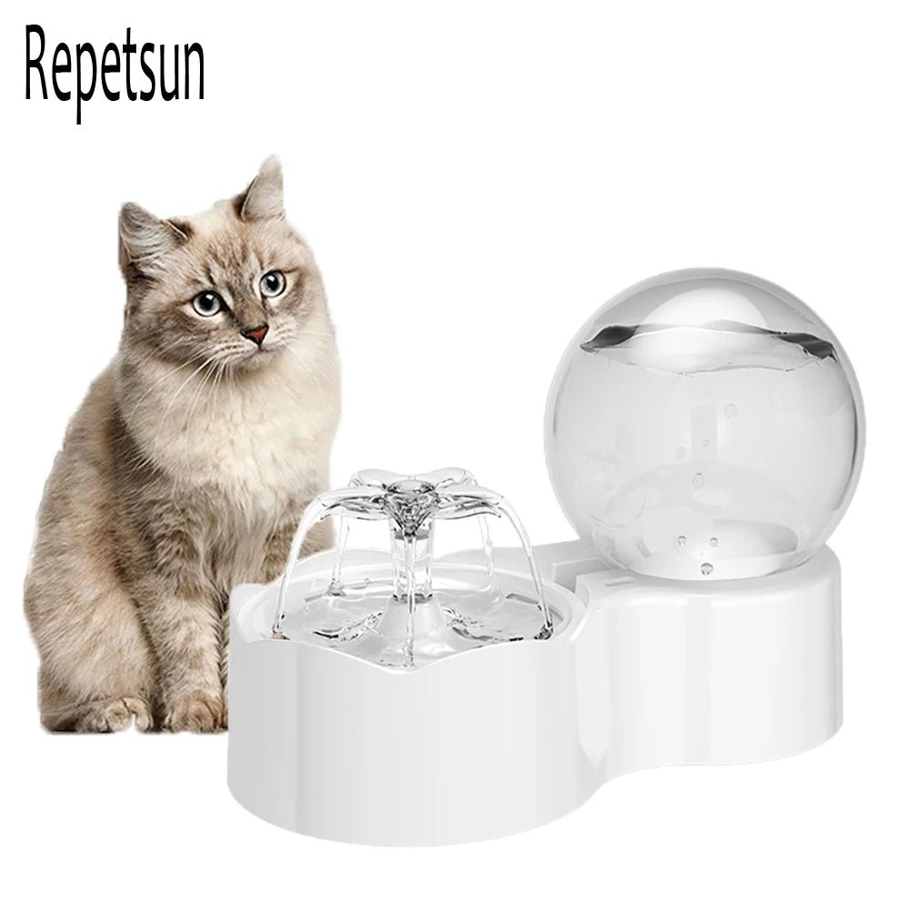 2.3L Automatic Cat Water Fountain with Faucet Dog Water Dispenser Transparent Filter Drinker Pet Sensor Auto Drinking Feeder