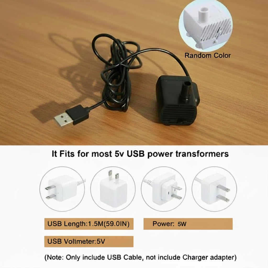USB Electric Mute 1L Pet Water Fountain Automatic Dispenser for Cats or small dogs with Water Filter
