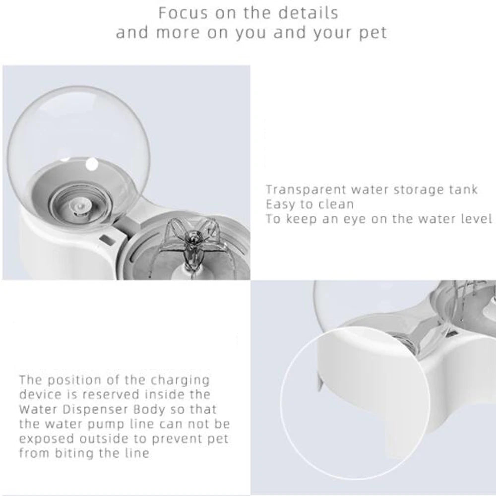 2.3L Automatic Cat Water Fountain with Faucet Dog Water Dispenser Transparent Filter Drinker Pet Sensor Auto Drinking Feeder