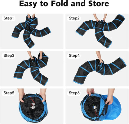 Step-by-step guide on how to fold and store a product, with text 'Easy to Fold and Store'.