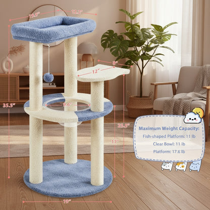 Gillispie Cat Tree with Clear Bowl