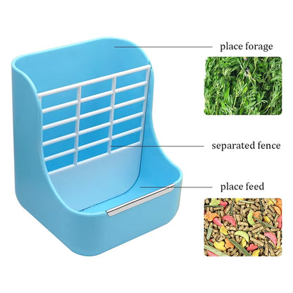Rabbit Food Feeder Small Animal Supplies Rabbit Chinchillas Guinea Pig 2 in 1 Feeding Bowls Double Use for Grass and Food