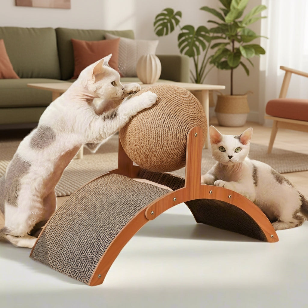 Cat Grabbing Board Wooden Cat Climbing Frame Vertical Scratch Resistant Cat Toy Rotating Sisal Rope Cat Grabbing Ball Cat Tower