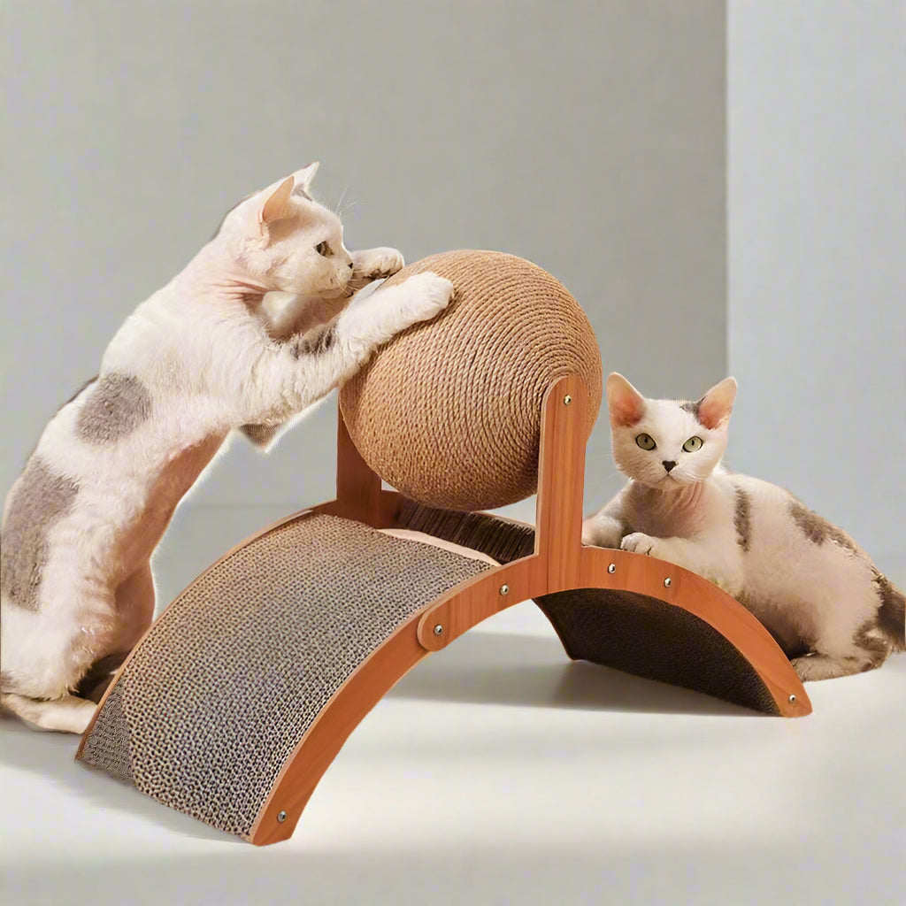 Cat Grabbing Board Wooden Cat Climbing Frame Vertical Scratch Resistant Cat Toy Rotating Sisal Rope Cat Grabbing Ball Cat Tower