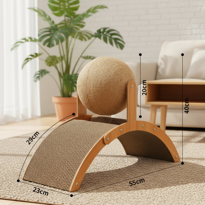 Cat Grabbing Board Wooden Cat Climbing Frame Vertical Scratch Resistant Cat Toy Rotating Sisal Rope Cat Grabbing Ball Cat Tower
