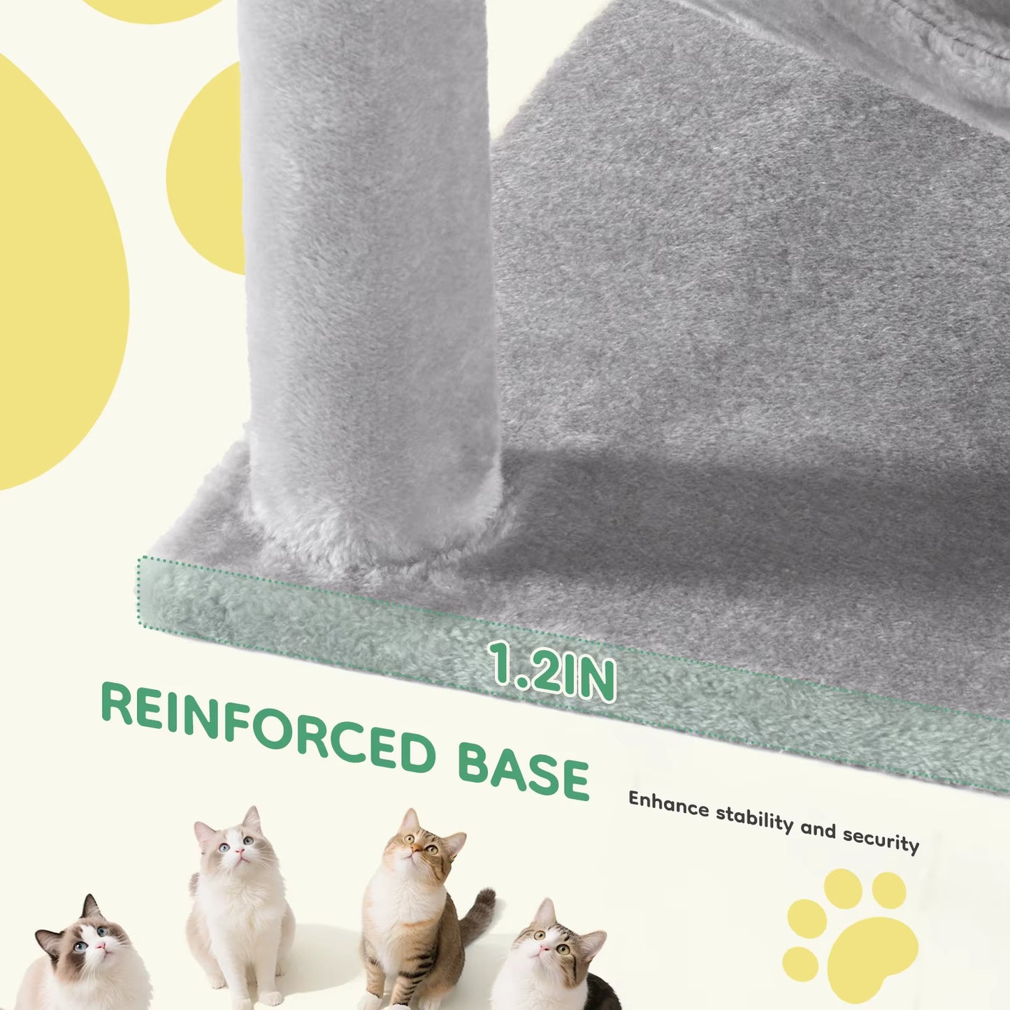 44In Cat Tree Tall Multi-Cat Climbing Tower for Pet Furniture Natural Sisal Scratching Posts Stable Pet House for Indoor Cat