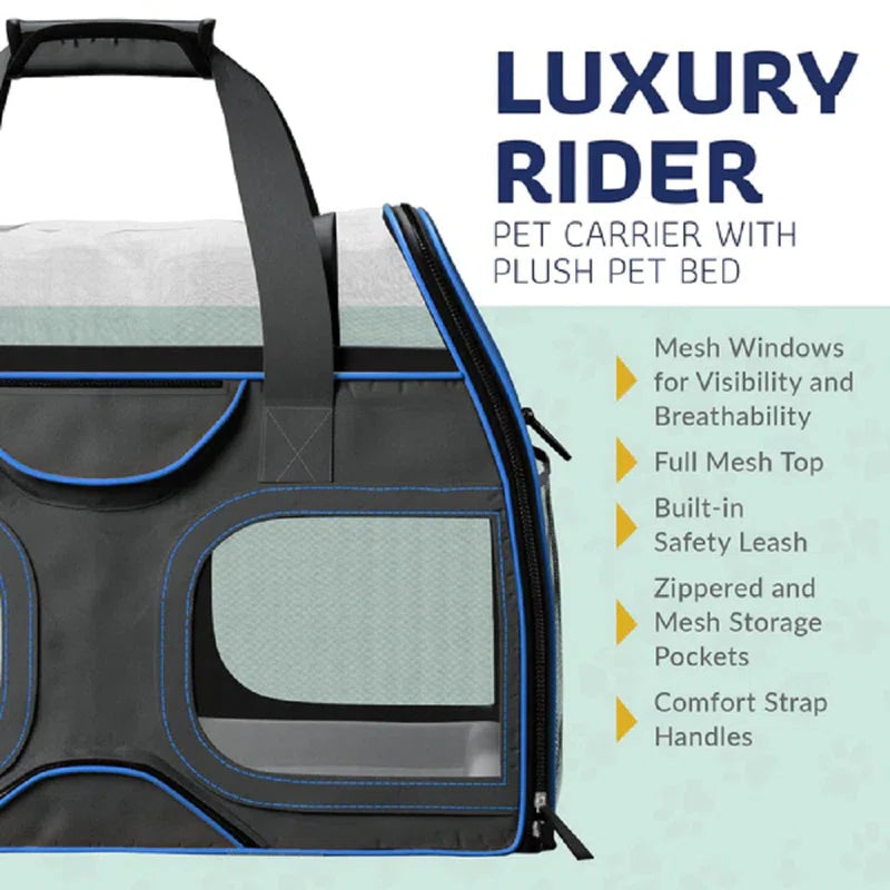 Luxury Rider Chrishawn Pet Carrier with Removable Wheels and Telescopic Handle