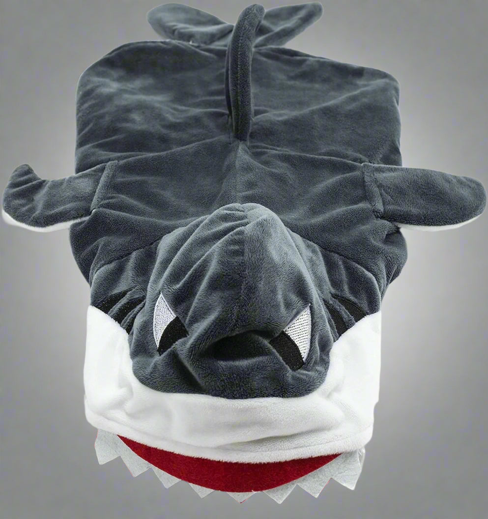 Funny Dog Cat Shark Costumes, Pet Halloween Christmas Cosplay Dress, Adorable Grey Shark Pet Costume, Animal Fleece Hoodie Warm Outfits Clothes (S Size)