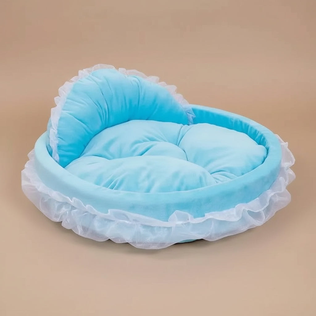 3D Fantasy Bow Lace Pet Bed for Dogs Romantic Detachable Oval Princess Pet Bed Dog Soft Sofa Nest Pet Wedding Furniture 1Pc