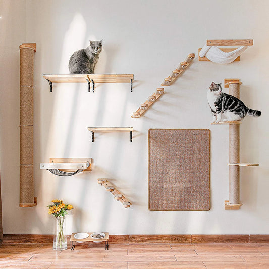 Wall Mounted Wooden Cat Climbing Pieces 