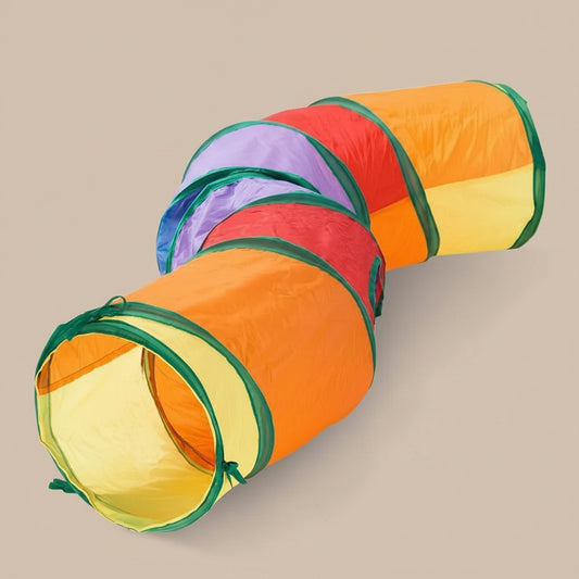 Colorful pet tunnel t on a beige background