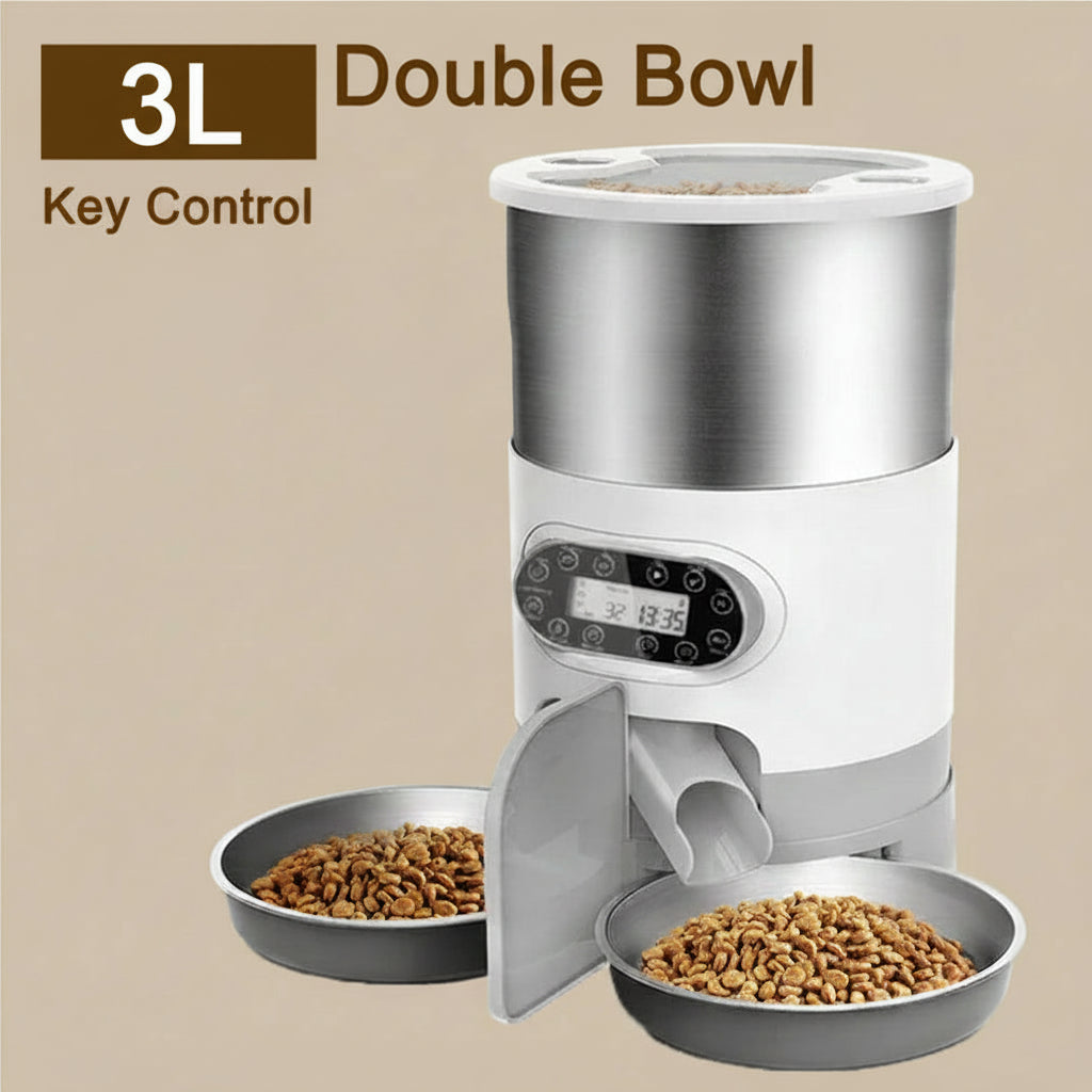 Cat Timing Feeder Smart APP Cat Feeder Stainless Steel Double Meal Pet Food Remote Feeding Automatic Dispenser Suitable Cats Dog