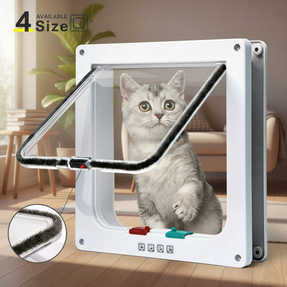 Smart Pet Door 4 Way Locking Security Lock ABS Plastic Dog Cat Flap Door Controllable Switch Direction Doors Small Pet Supplies