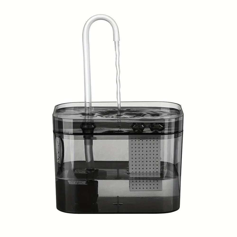 Cat Water Fountain with USB Auto Filter Recirculate Transparent Black Cat Drinker Ultra-Quiet Automatic Pet Drinking Dispenser