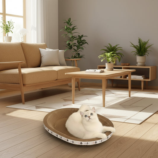 Corrugated Cat Scratcher Cat Scrapers round Oval Grinding Claw Toys for Cats Wear-Resistant Cat Bed Nest Cat Accessories