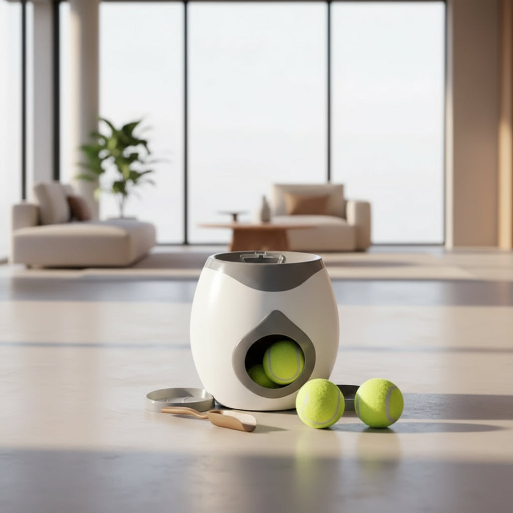 Automatic Ball Launcher for Dog Toy, Interactive Tennis Ball Launcher Machine for Medium Dogs, Interactive Training Smart Feeder