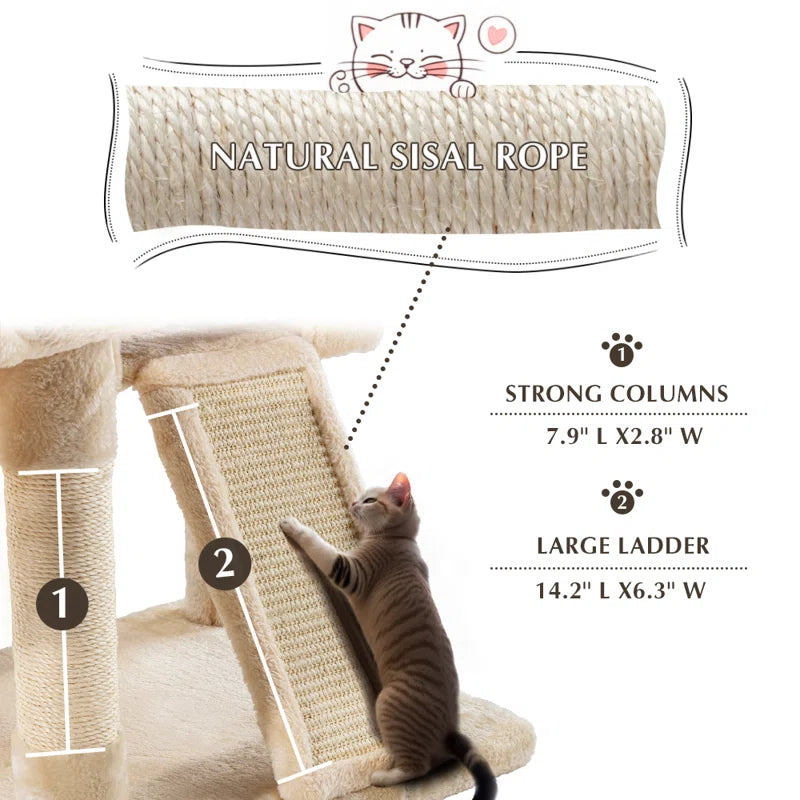 Gateshead 35.8'' H Cat Tree Condos and Scratching Posts Included, with Platform and Basket