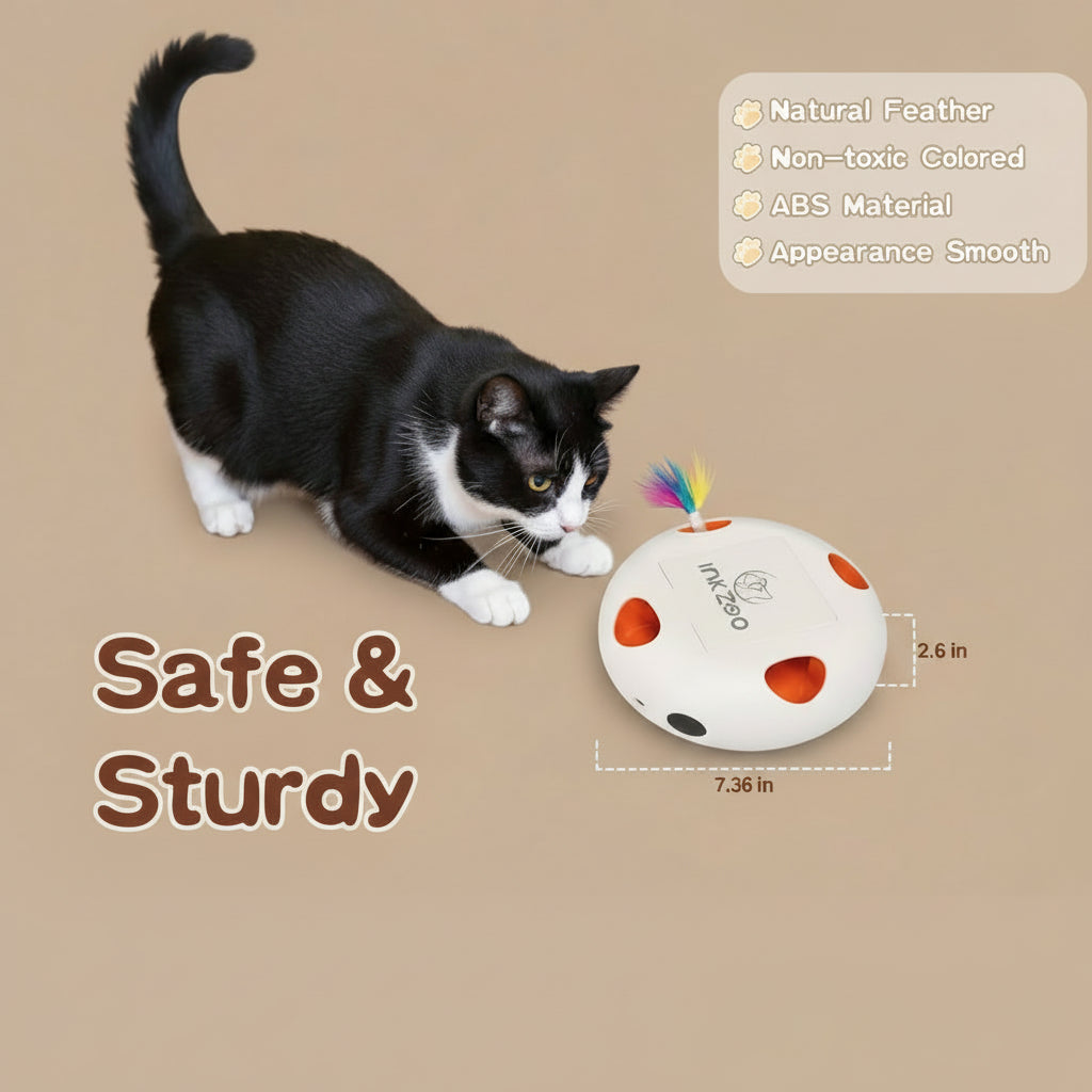 INKZOO Cat Toys, Interactive Cat Toys for Indoor Cats, Smart Interactive Kitten Toy, Automatic 7 Holes Mice Whack-A-Mole