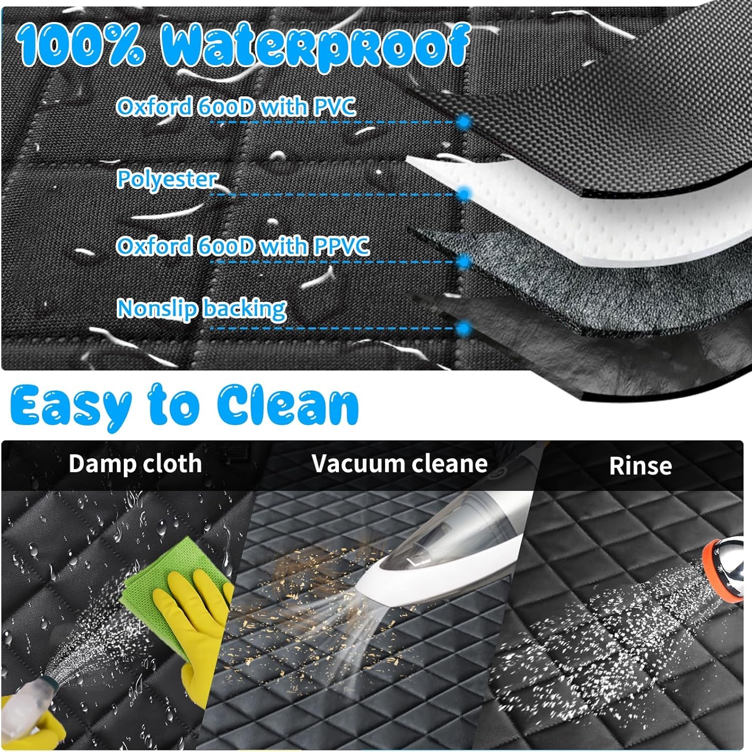 6-In-1 Dog Car Seat Cover for Back Seat, Waterproof Dog Car Hammock 40/60 Split Dog Seat Cover with Mesh Window and Side Flap Pets Car Seat Protector Dog Backseat Cover for Cars, SUV, Truck