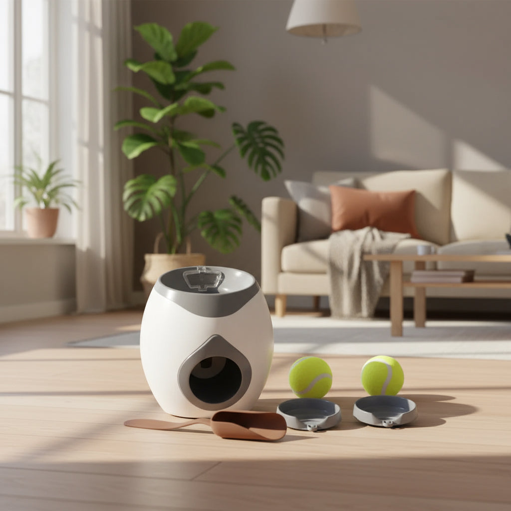 Automatic Ball Launcher for Dog Toy, Interactive Tennis Ball Launcher Machine for Medium Dogs, Interactive Training Smart Feeder