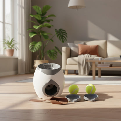 Automatic Ball Launcher for Dog Toy, Interactive Tennis Ball Launcher Machine for Medium Dogs, Interactive Training Smart Feeder