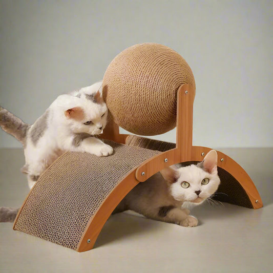 Cat Grabbing Board Wooden Cat Climbing Frame Vertical Scratch Resistant Cat Toy Rotating Sisal Rope Cat Grabbing Ball Cat Tower