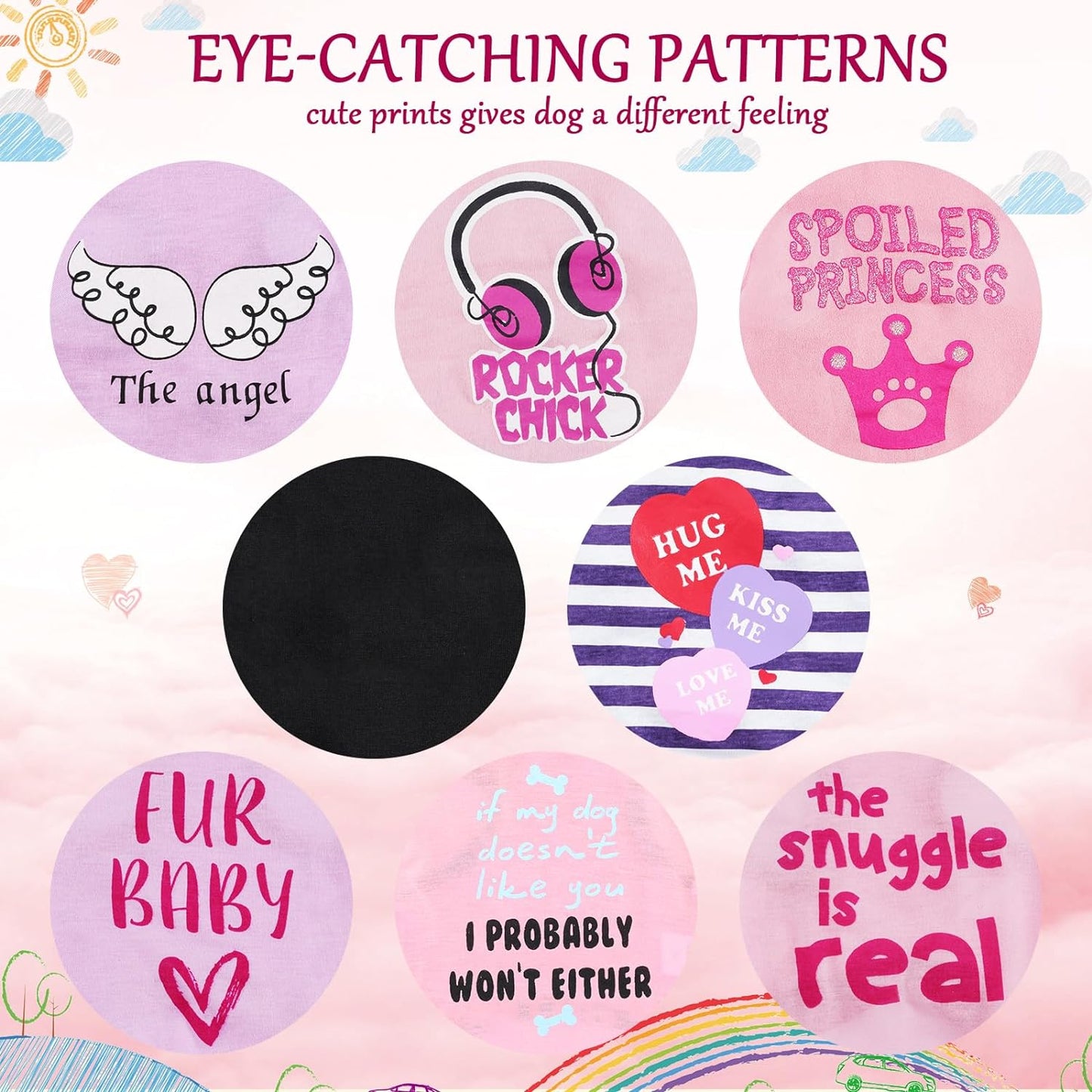 8 Pieces Pet Shirts Printed Puppy Soft Dog Shirt Pullover Cute Dog Sweatshirts Valentine‘S Day Puppy Girl Clothes Outfits Small Pet Cats(Vivid Pattern,Size M)