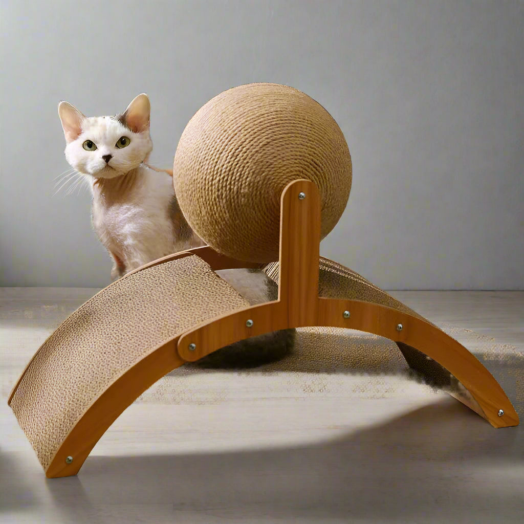 Cat Grabbing Board Wooden Cat Climbing Frame Vertical Scratch Resistant Cat Toy Rotating Sisal Rope Cat Grabbing Ball Cat Tower