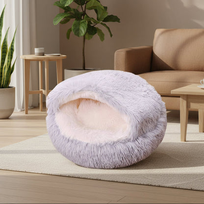 Plush Pet Cat Bed round Cat Cushion Cat House 2 in 1 Warm Cat Basket Pet Sleep Bag Cat Nest Kennel for Small Dog Cat Dog Bed