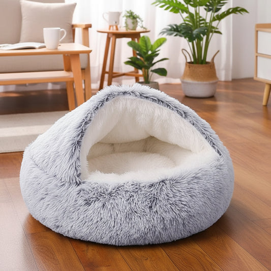 Plush Pet Cat Bed round Cat Cushion Cat House 2 in 1 Warm Cat Basket Pet Sleep Bag Cat Nest Kennel for Small Dog Cat Dog Bed