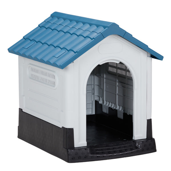 Plastic Dog House - Weather-Resistant Elevated Floor Indoor Outdoor Pet Shelter with Ventilation System