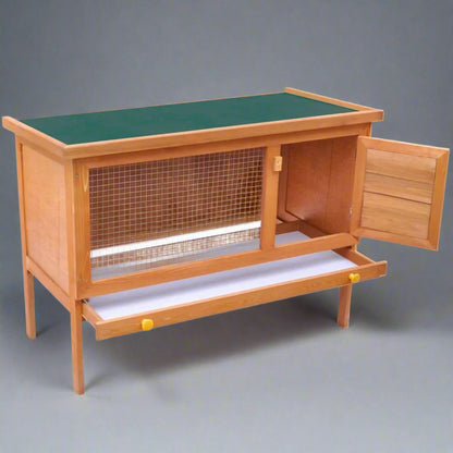 Rabbit Hutch Natural Solid Pine Wood, Plywood and Iron Large