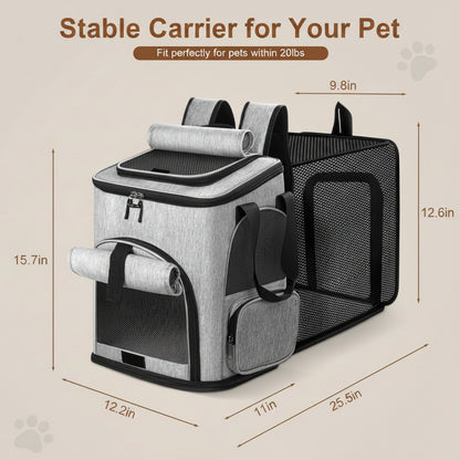 Pet carrier with dimensions on a white background