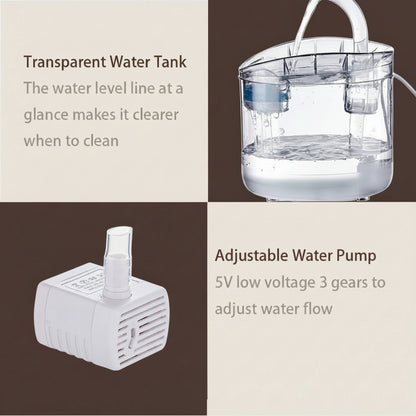 Transparent water tank with adjustable water pump on a white background