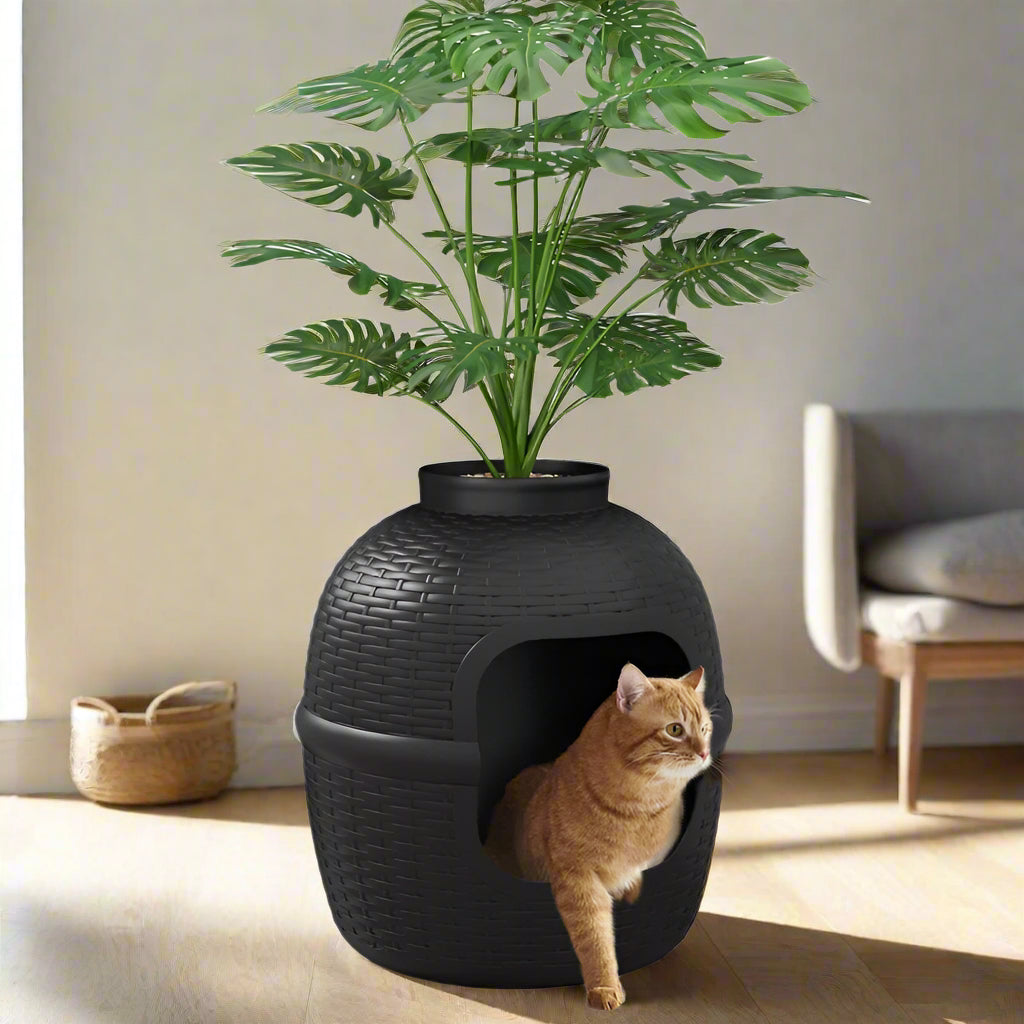 Damase Hidden Cat Litter Box Enclosure with Decorative Planter