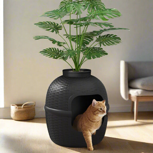 Damase Hidden Cat Litter Box Enclosure with Decorative Planter